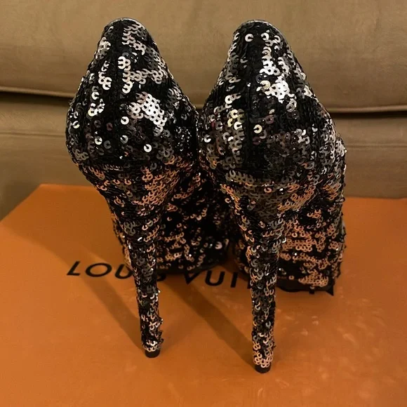 Glamorous Black Sequin High Heels